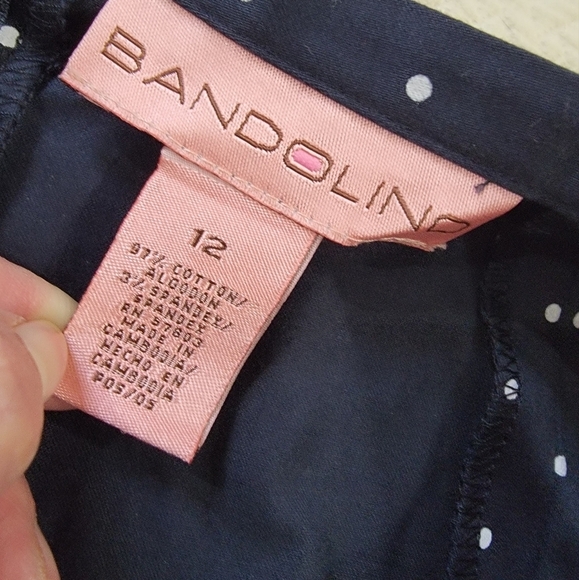 Bandolino Navy Blue Polka Dot Skirt Pleated Flare Midi Size 12 - Picture 9 of 14